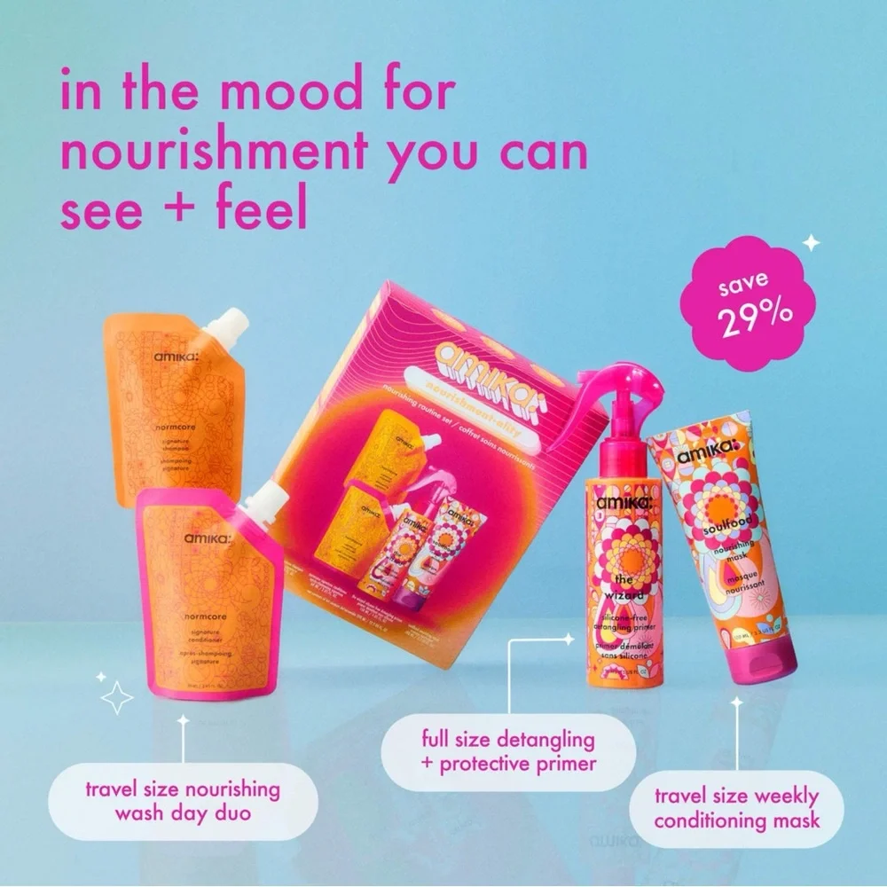 amika Nourishment-ality Nourishing Routine Hair Gift Set, New in box - Picture 2 of 5